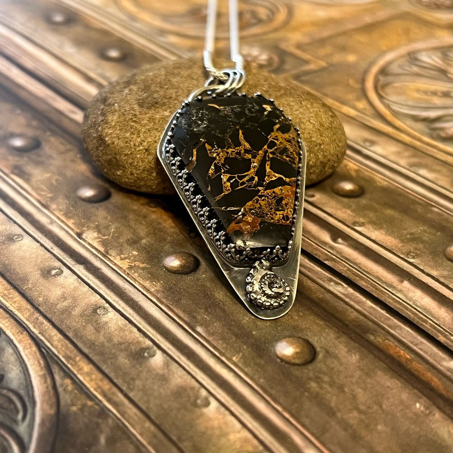 STERLING SILVER IRON BUFFALO COFFIN NECKLACE - REBIRTH TALISMAN