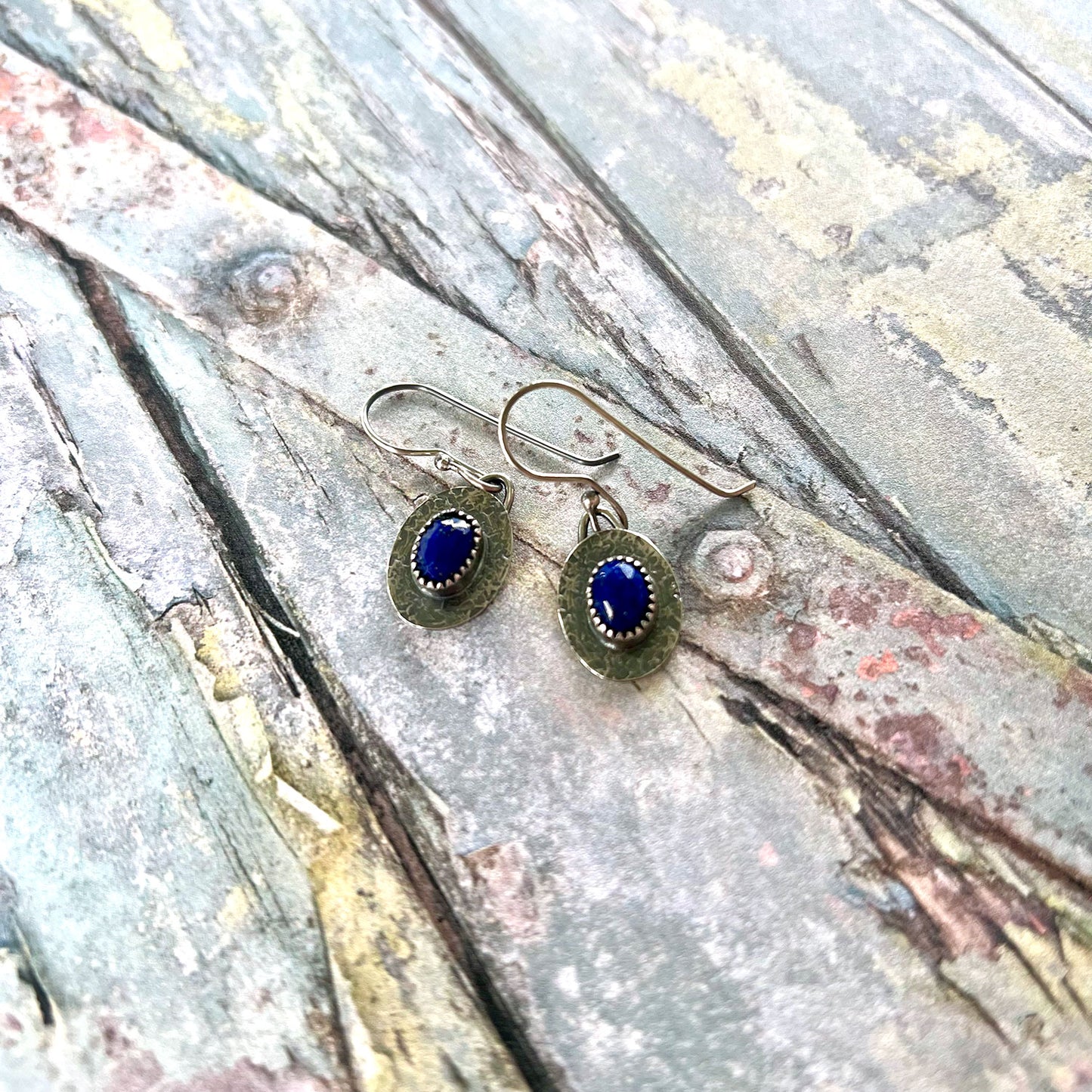 STERLING LAPIS LAZULI BEZEL SET EARRINGS - SERENITY TALISMAN
