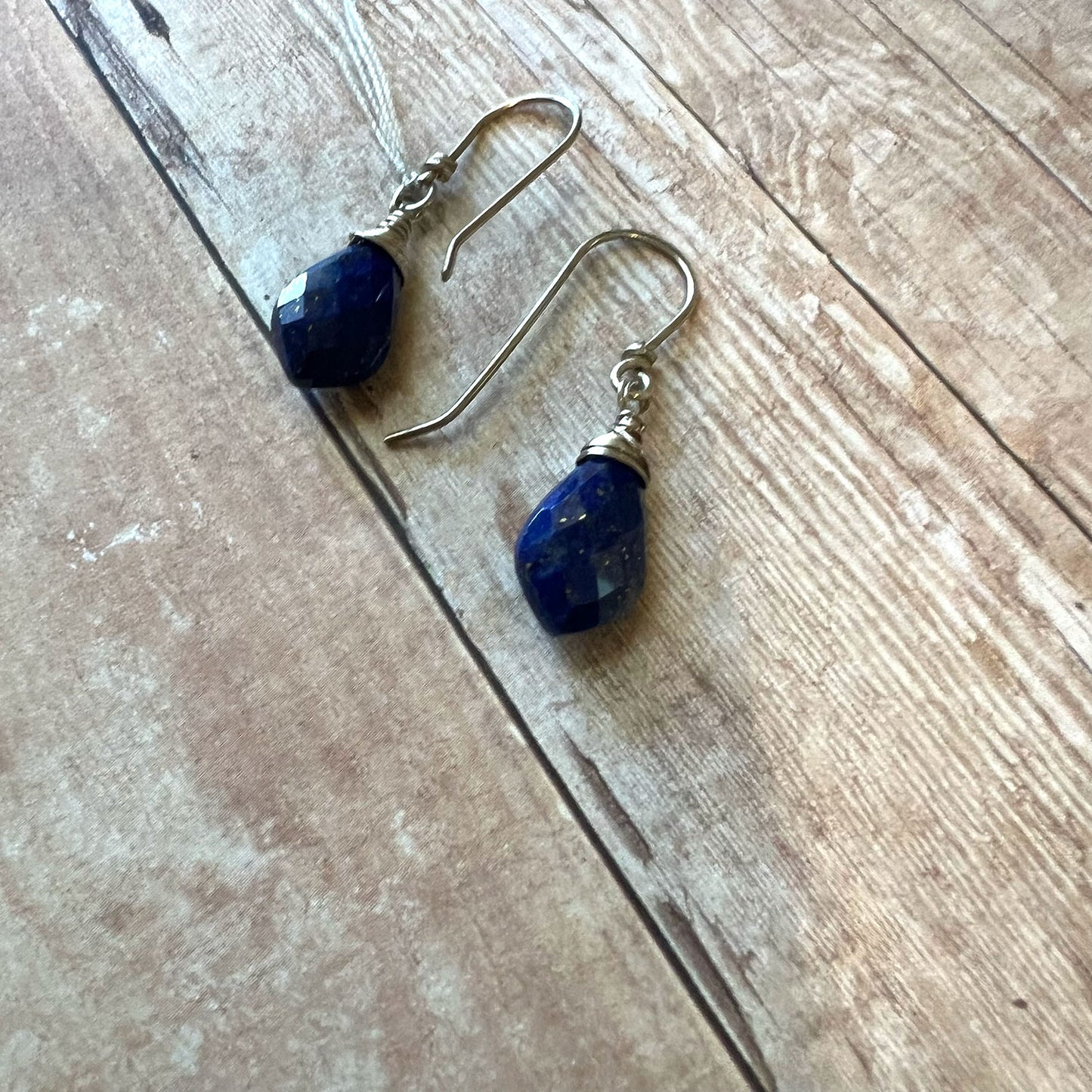 GOLD FILLED/STERLING LAPIS LAZULI EARRINGS - SERENITY TALISMAN