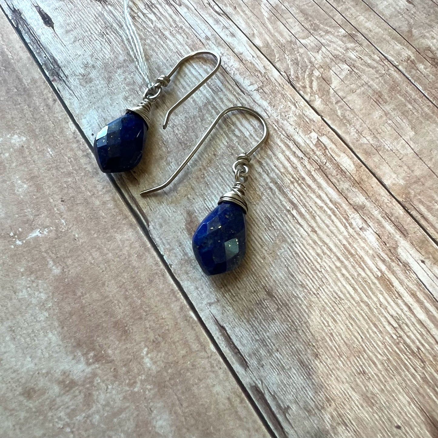 GOLD FILLED/STERLING LAPIS LAZULI EARRINGS - SERENITY TALISMAN