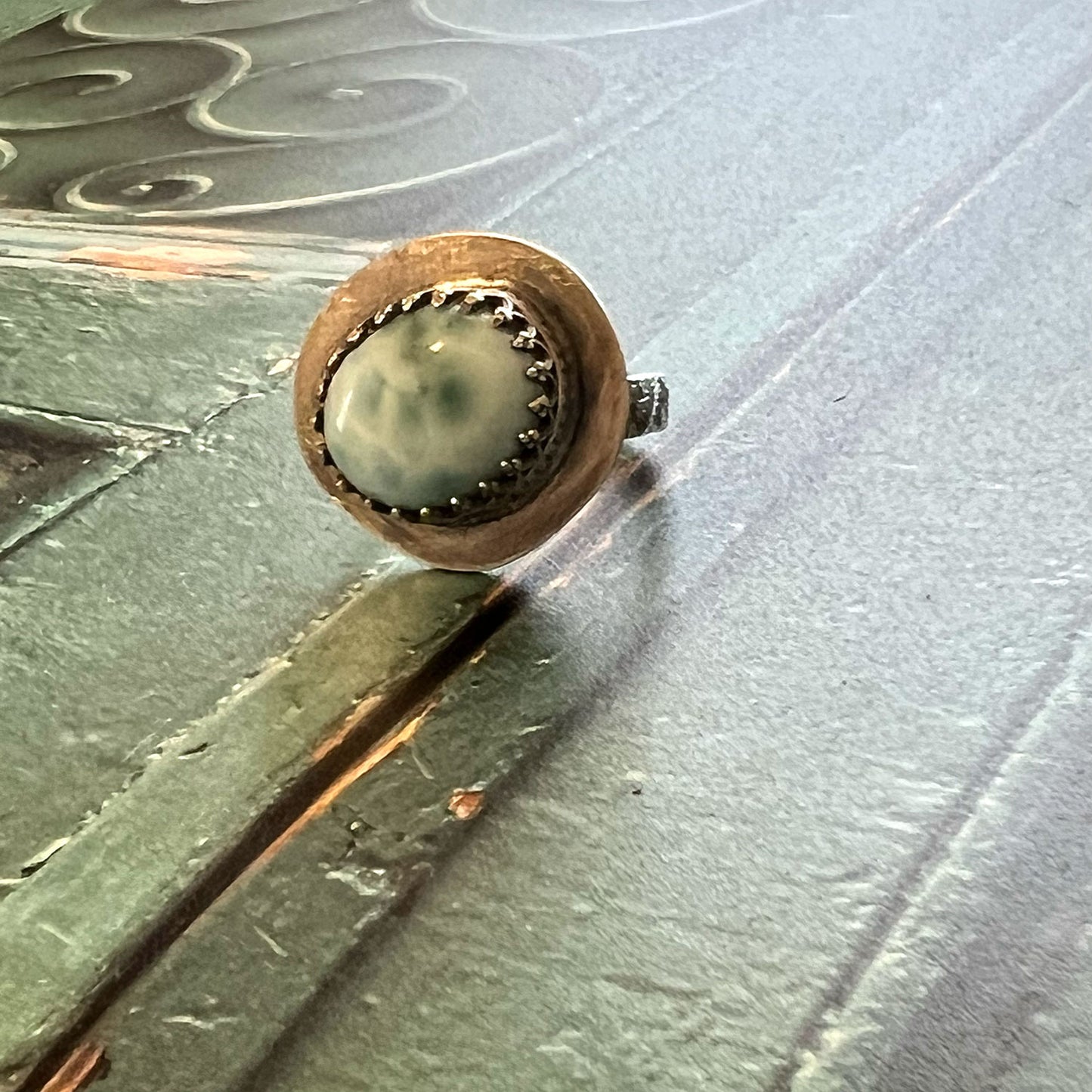 STERLING SILVER LARIMAR BEZEL RING - A BALANCE OF FIRE AND WATER TALISMAN