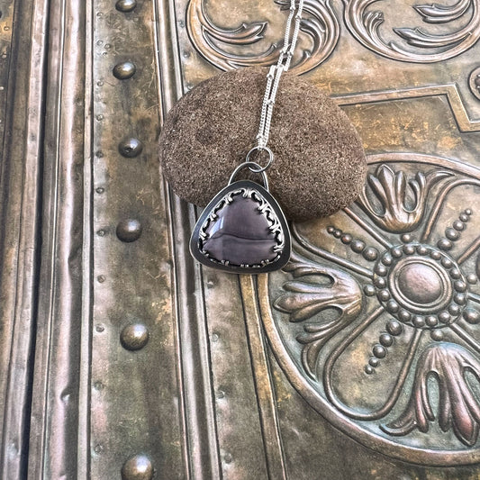 STERLING SILVER LILAC SKAGGS JASPER NECKLACE - MOTHER EARTH TALISMAN
