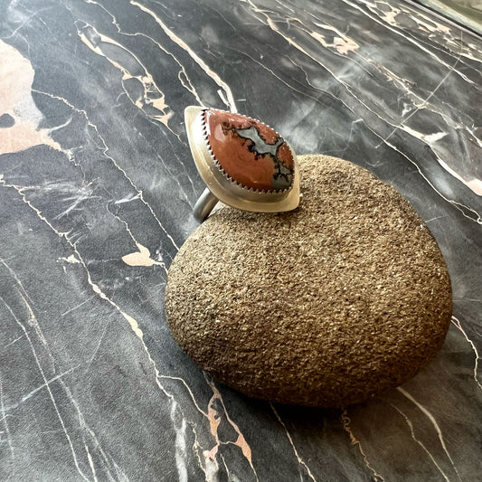 STERLING SILVER MALIGANO JASPER RING - MOTHER EARTH TALISMAN