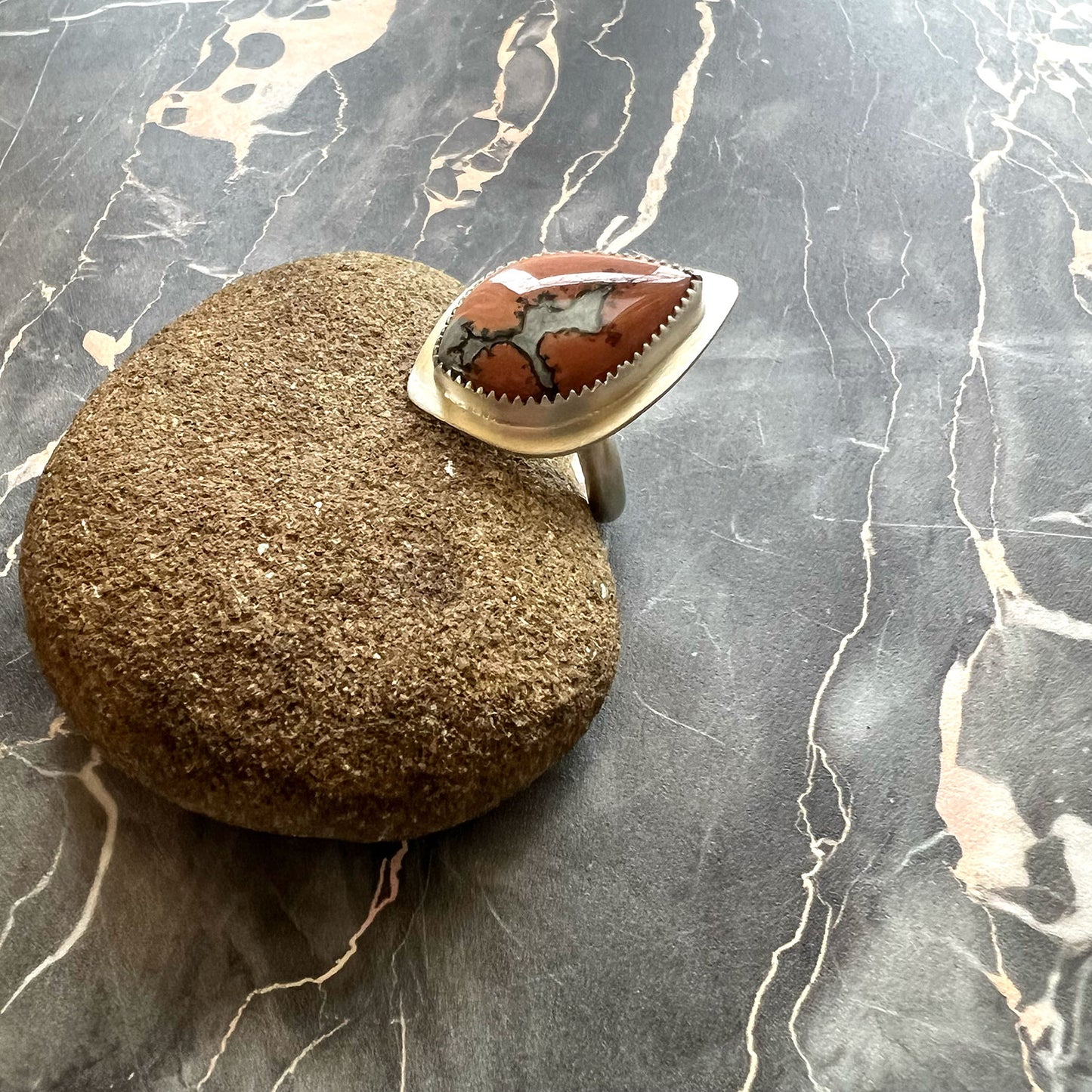 STERLING SILVER MALIGANO JASPER RING - MOTHER EARTH TALISMAN