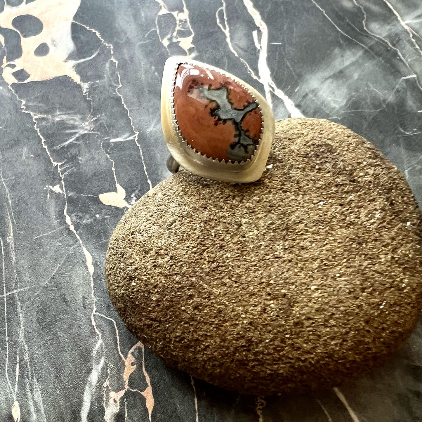 STERLING SILVER MALIGANO JASPER RING - MOTHER EARTH TALISMAN