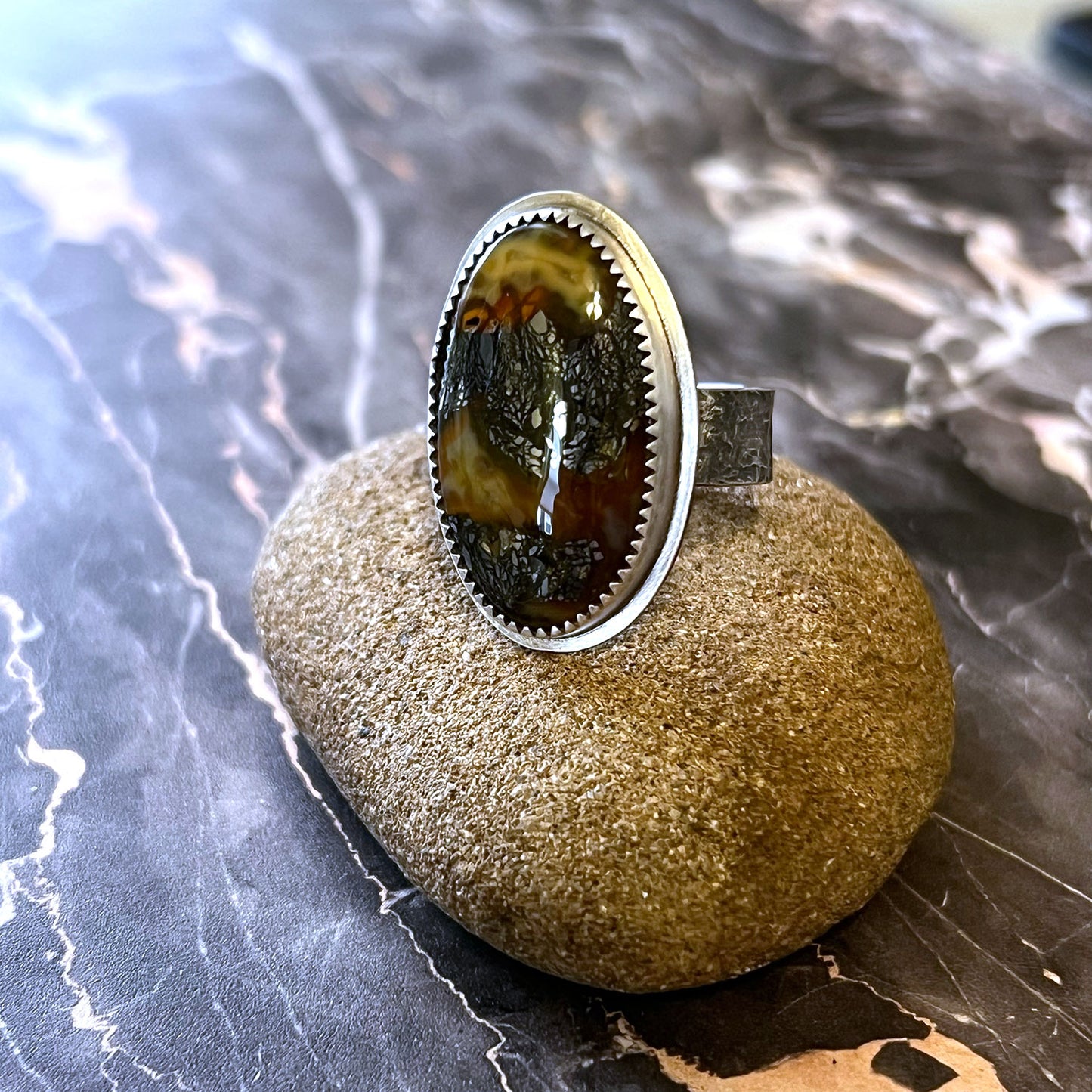 STERLING SILVER MARCASITE OVAL RING - EQUALITY TALISMAN