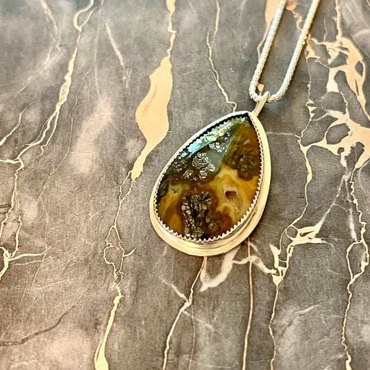 STERLING SILVER MARCASITE TEARDROP NECKLACE - EQUALITY TALISMAN
