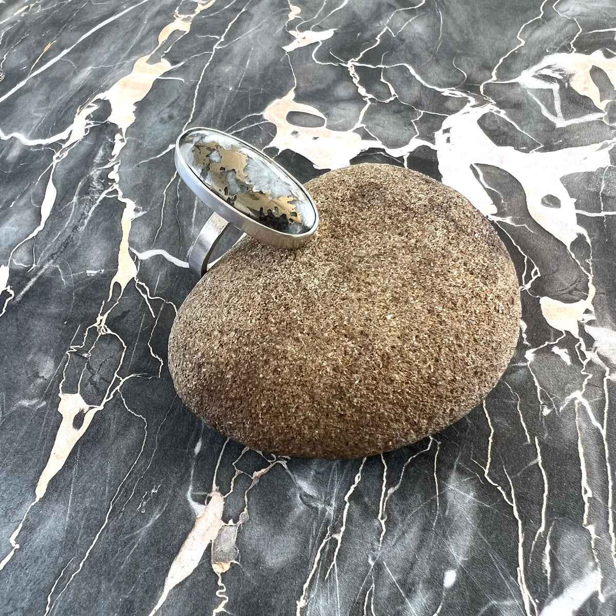 STERLING SILVER MOHAWKITE OVAL RING - WILLPOWER TALISMAN