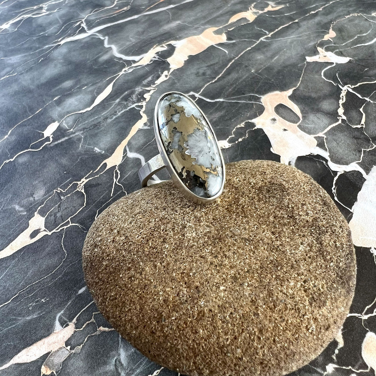 STERLING SILVER MOHAWKITE OVAL RING - WILLPOWER TALISMAN