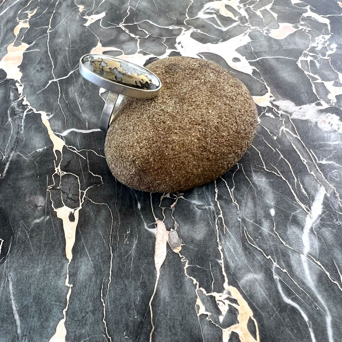 STERLING SILVER MOHAWKITE OVAL RING - WILLPOWER TALISMAN