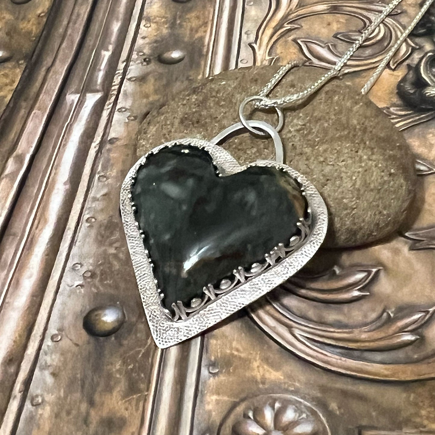 STERLING SILVER MORRISONITE HEART NECKLACE - MOTHER EARTH TALISMAN