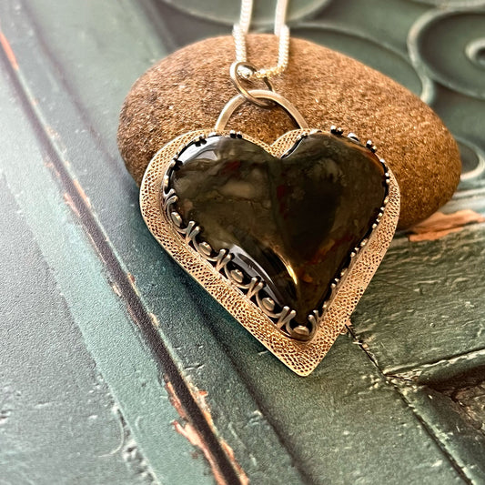 STERLING SILVER MORRISONITE HEART NECKLACE - MOTHER EARTH TALISMAN