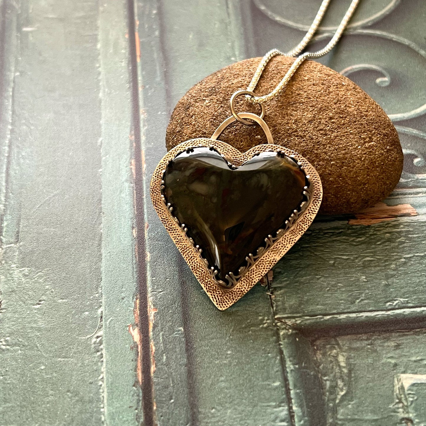 STERLING SILVER MORRISONITE HEART NECKLACE - MOTHER EARTH TALISMAN