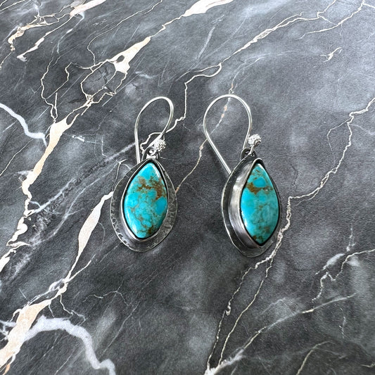 STERLING SILVER NUMBER 8 TURQUOISE EARRINGS - HEAVEN AND EARTH TALISMAN