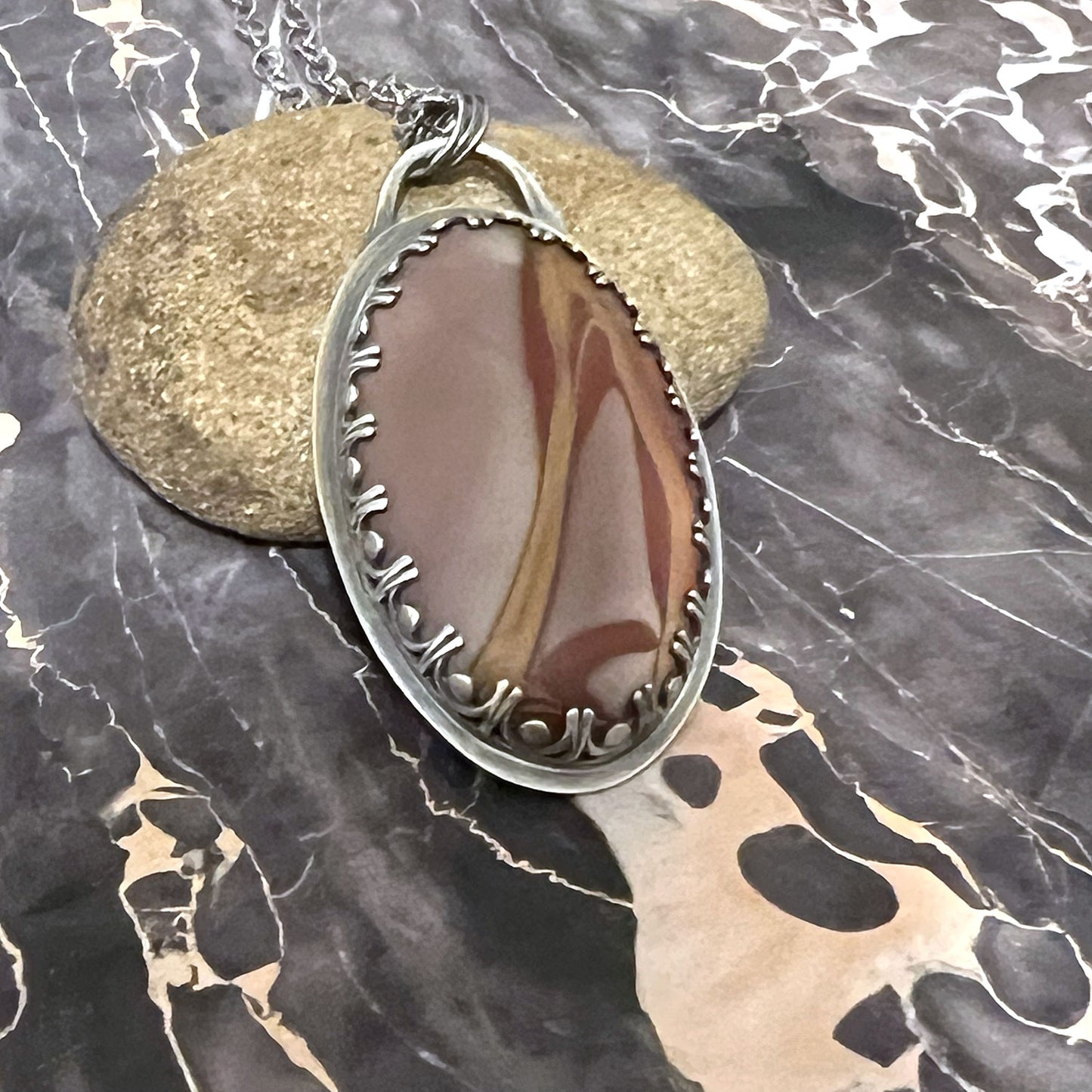 STERLING SILVER NOREENA OVAL NECKLACE - MOTHER EARTH TALISMAN