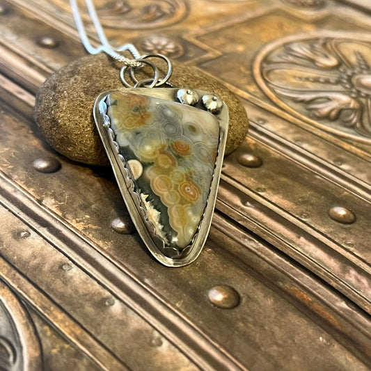 STERLING SILVER OCEAN JASPER NECKLACE - ELEVATION OF SPIRIT TALISMAN