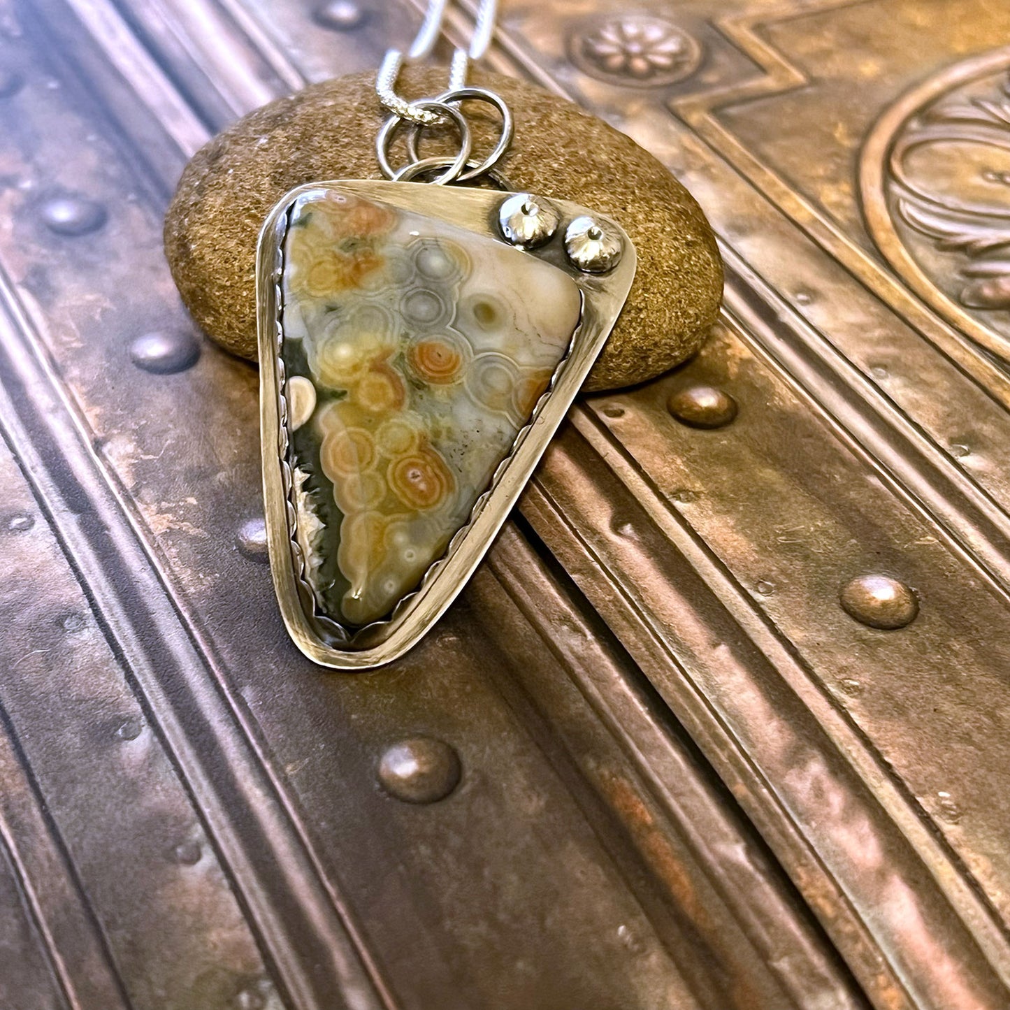 STERLING SILVER OCEAN JASPER NECKLACE - ELEVATION OF SPIRIT TALISMAN