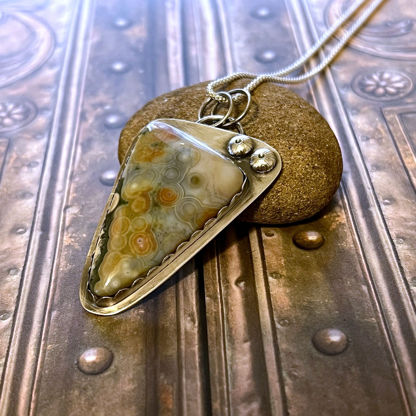 STERLING SILVER OCEAN JASPER NECKLACE - ELEVATION OF SPIRIT TALISMAN