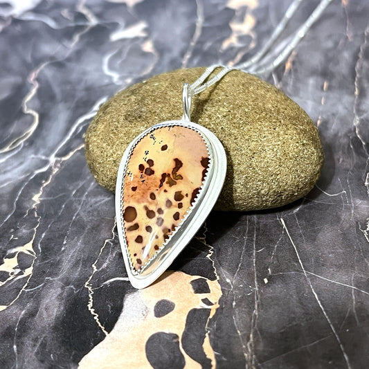 STERLING SILVER OWYHEE FLOWER JASPER NECKLACE - MOTHER EARTH TALISMAN