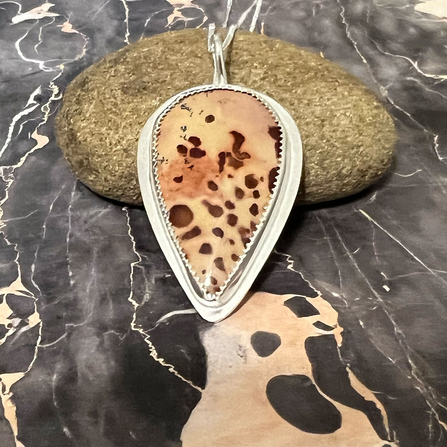 STERLING SILVER OWYHEE FLOWER JASPER NECKLACE - MOTHER EARTH TALISMAN