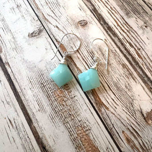 STERLING SILVER PERUVIAN CHALCEDONY EARRINGS - GOOD WILL TALISMAN