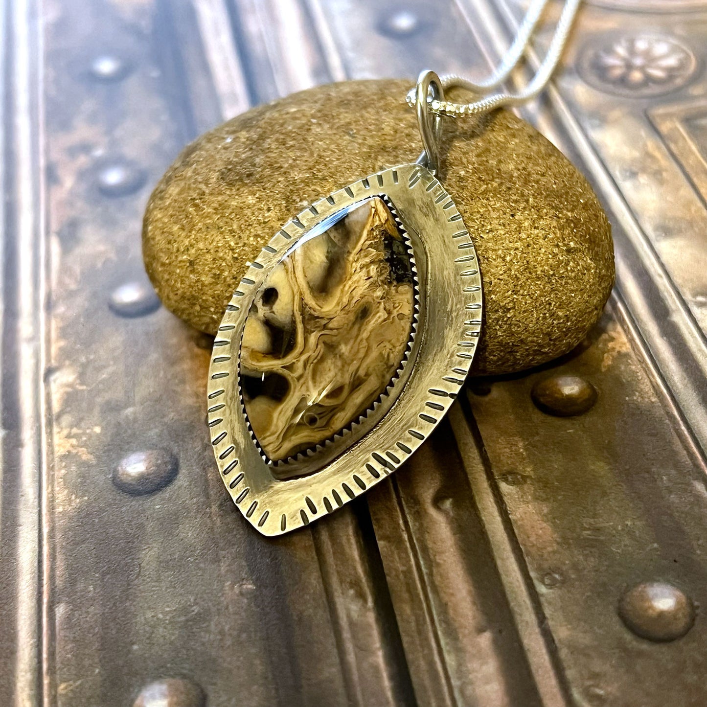 STERLING SILVER PALM WOOD NECKLACE - PATIENCE TALISMAN