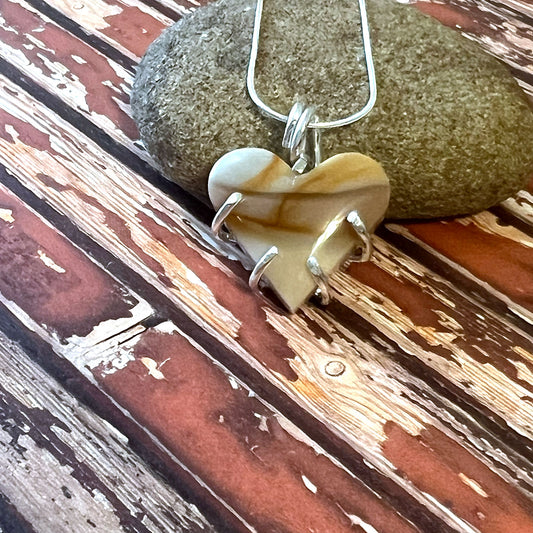 STERLING SILVER POLYCHROME HEART NECKLACE - MOTHER EARTH TALISMAN