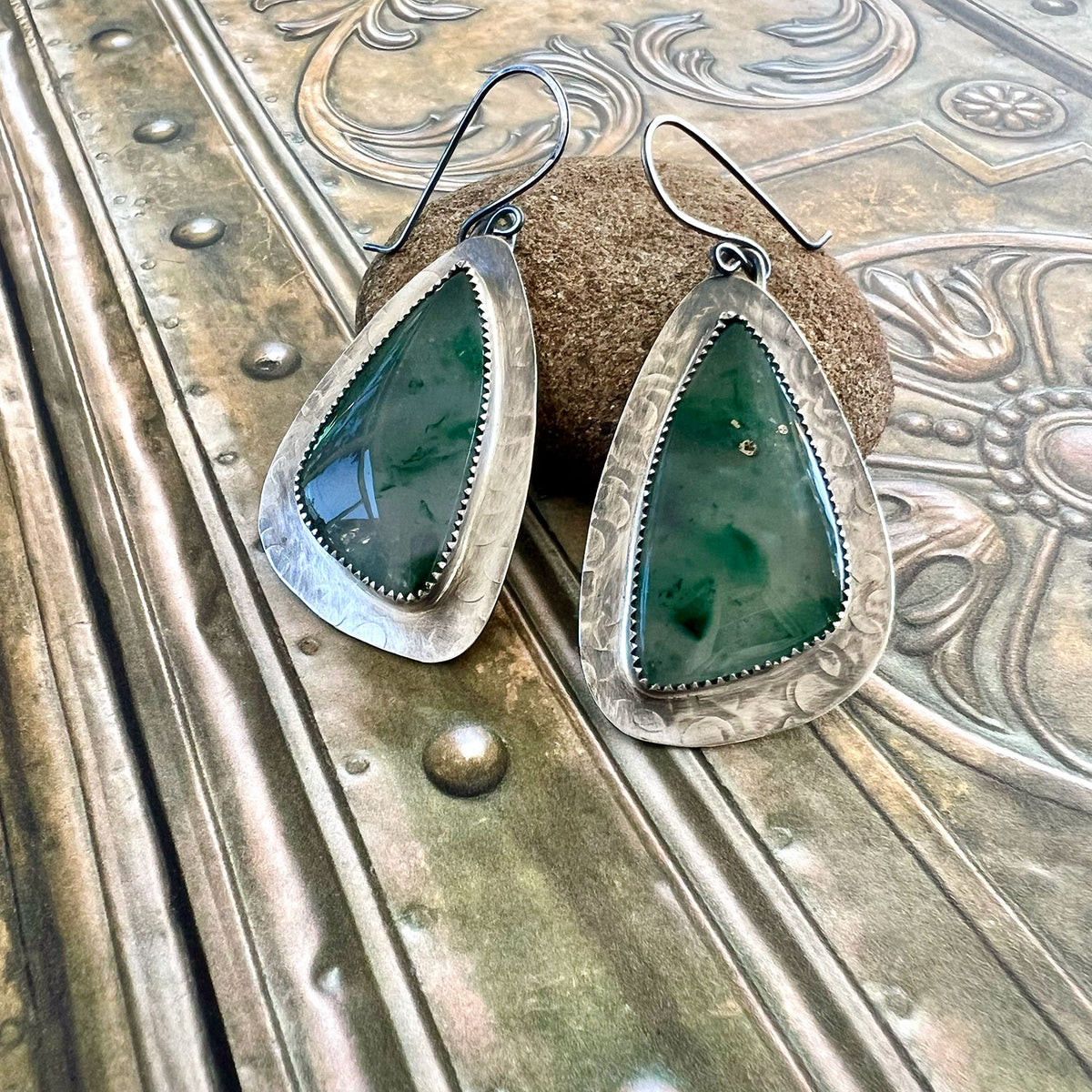 STERLING SILVER PREHNITE EARRINGS - DREAMSTONE TALISMAN