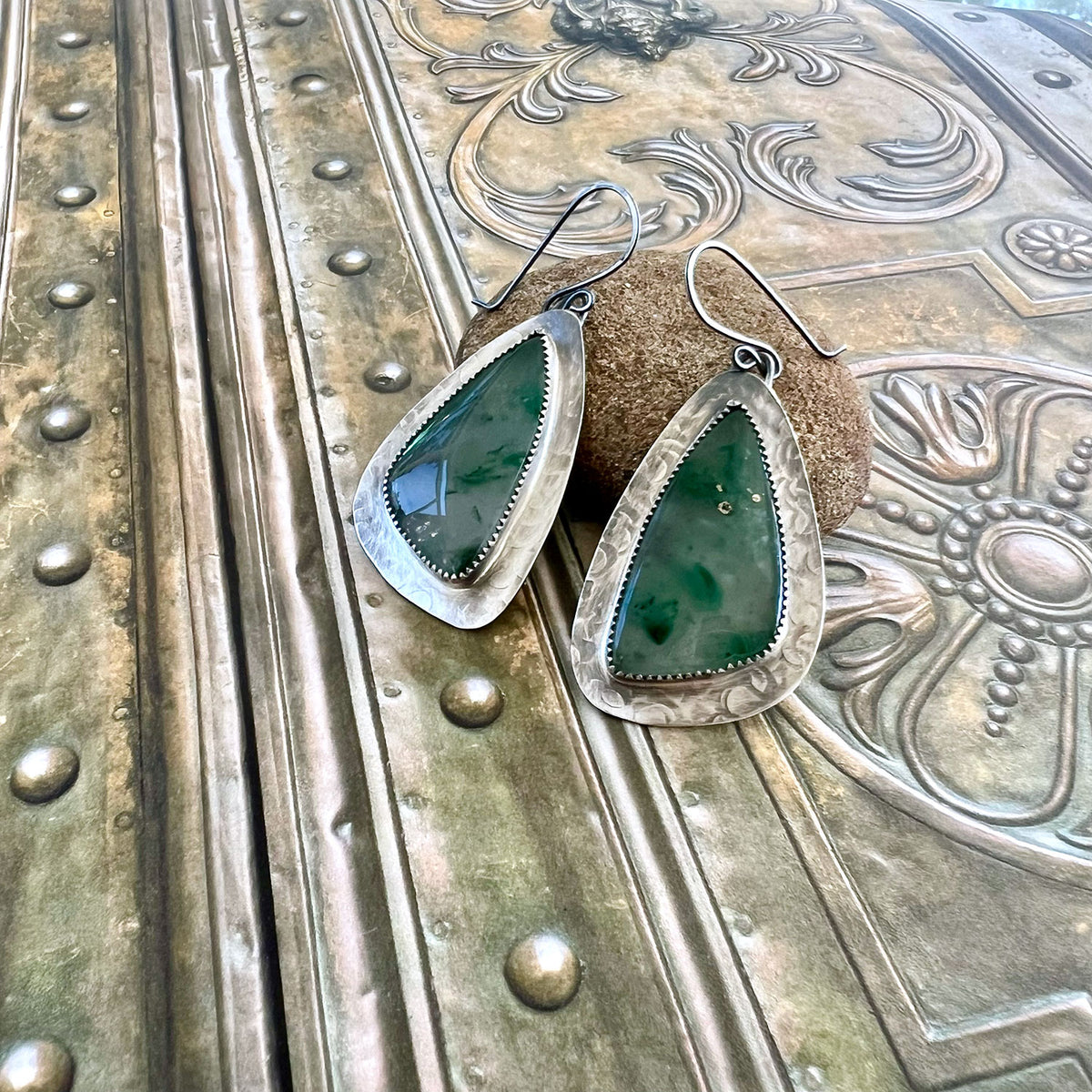 STERLING SILVER PREHNITE EARRINGS - DREAMSTONE TALISMAN