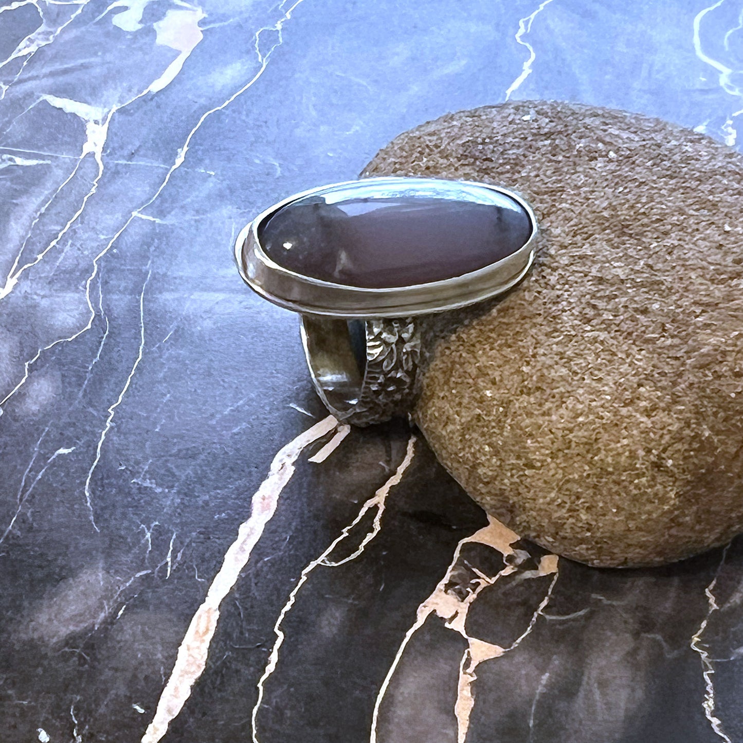 STERLING SILVER PURPLE CHALCEDONY RING - GOOD WILL TALISMAN