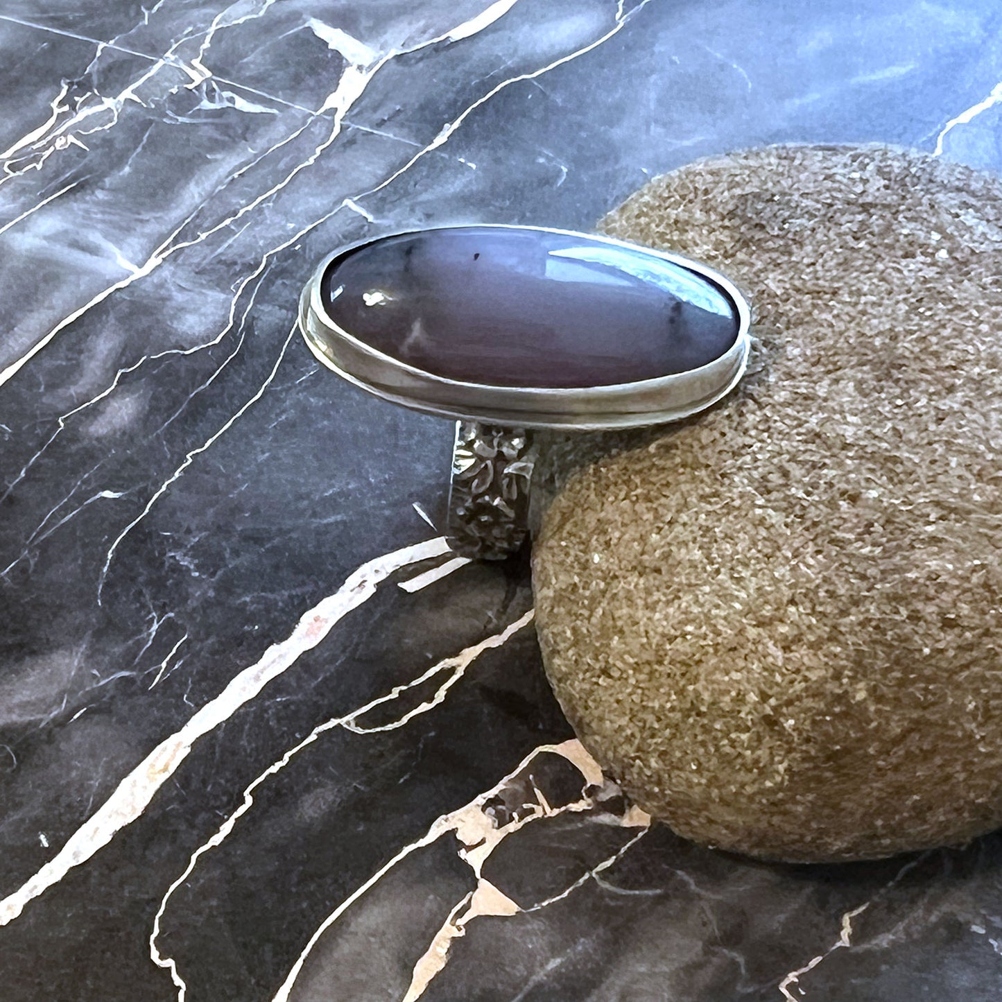 STERLING SILVER PURPLE CHALCEDONY RING - GOOD WILL TALISMAN