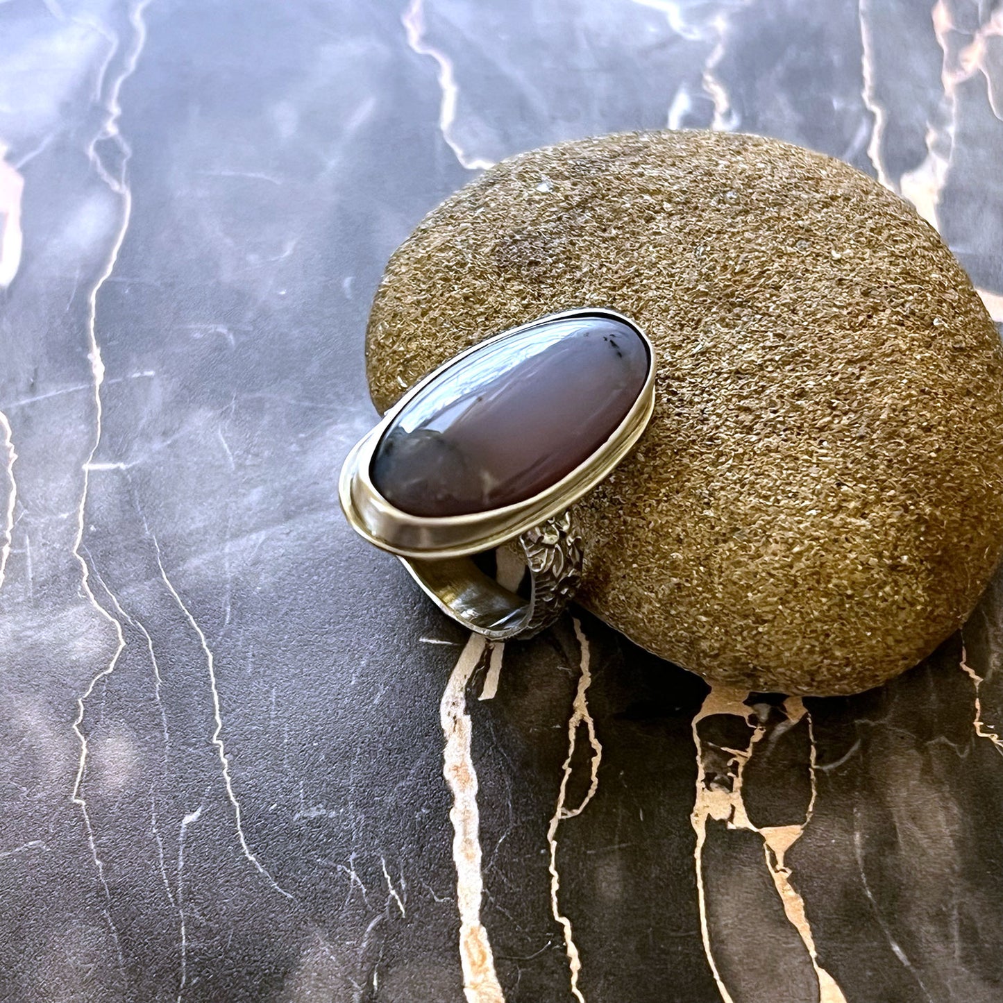 STERLING SILVER PURPLE CHALCEDONY RING - GOOD WILL TALISMAN