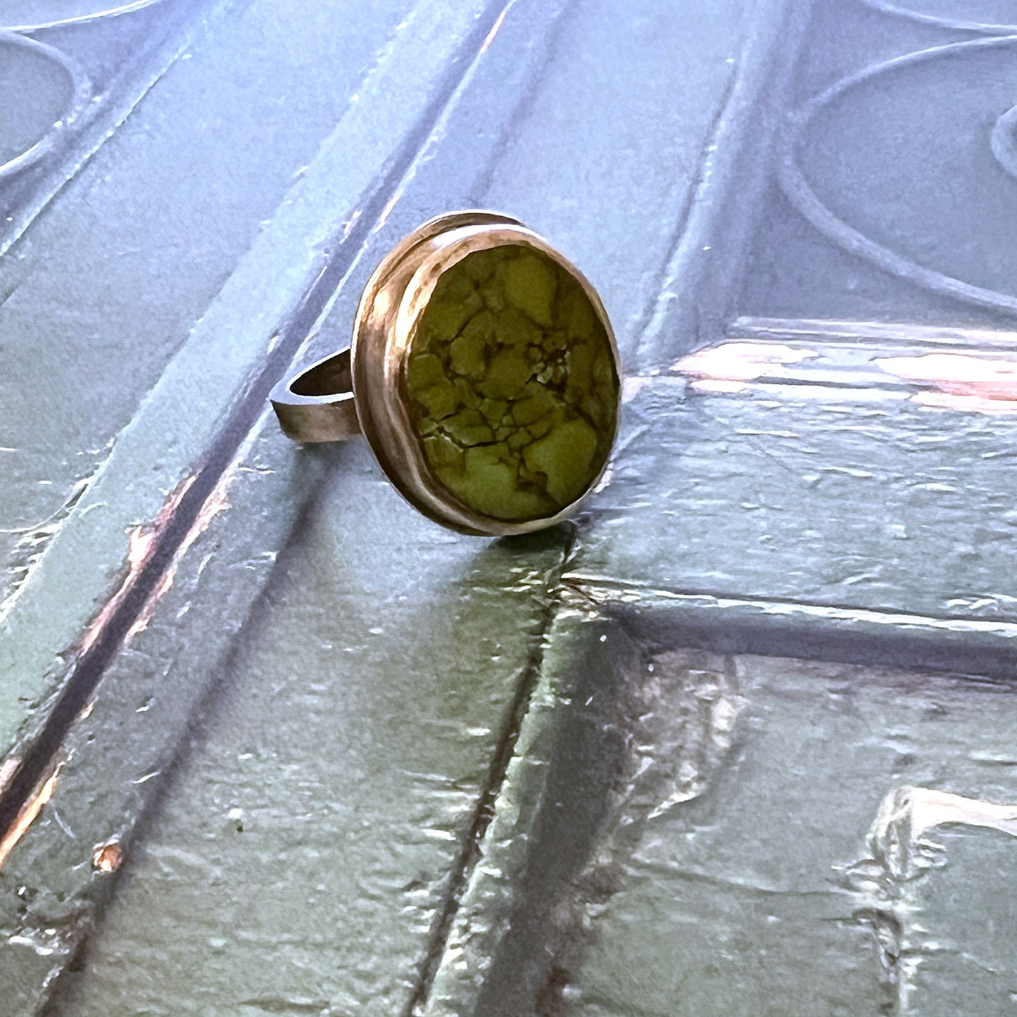 STERLING SILVER QINGU TURQUOISE RING - HEAVEN AND EARTH TALISMAN