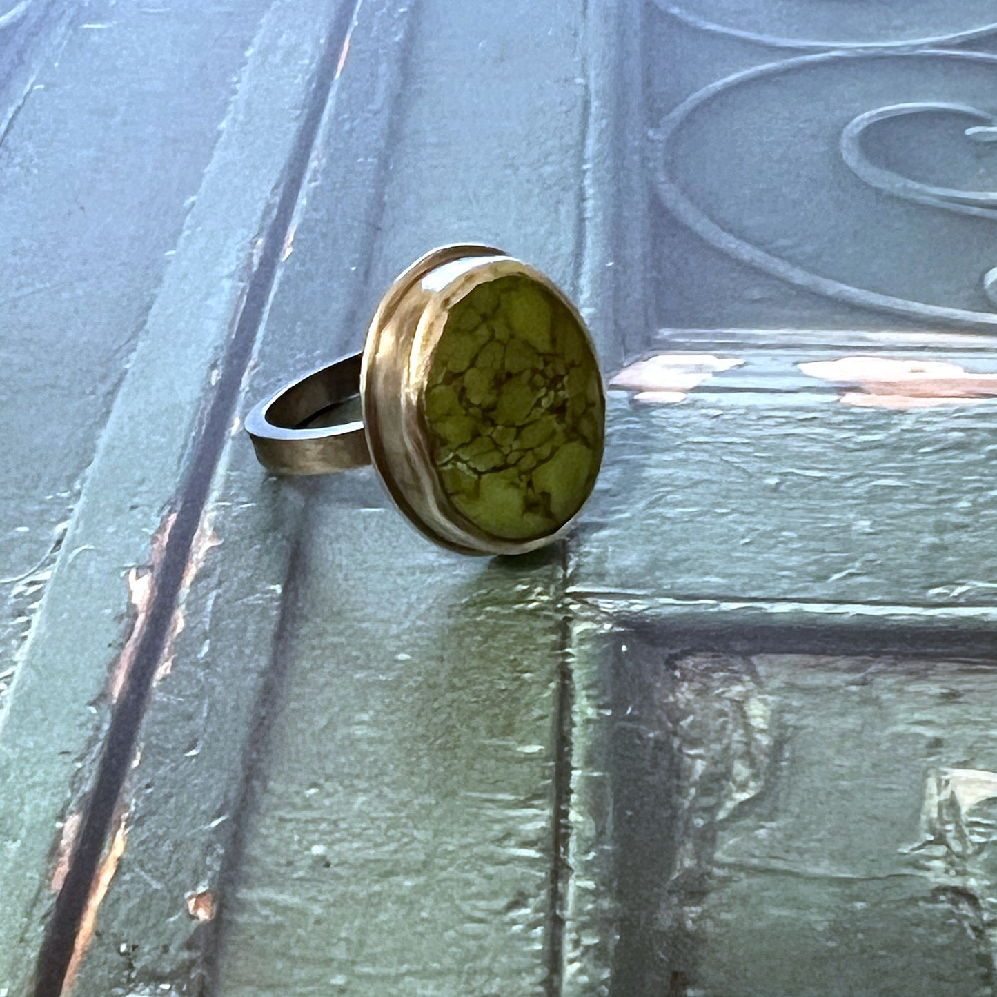 STERLING SILVER QINGU TURQUOISE RING - HEAVEN AND EARTH TALISMAN