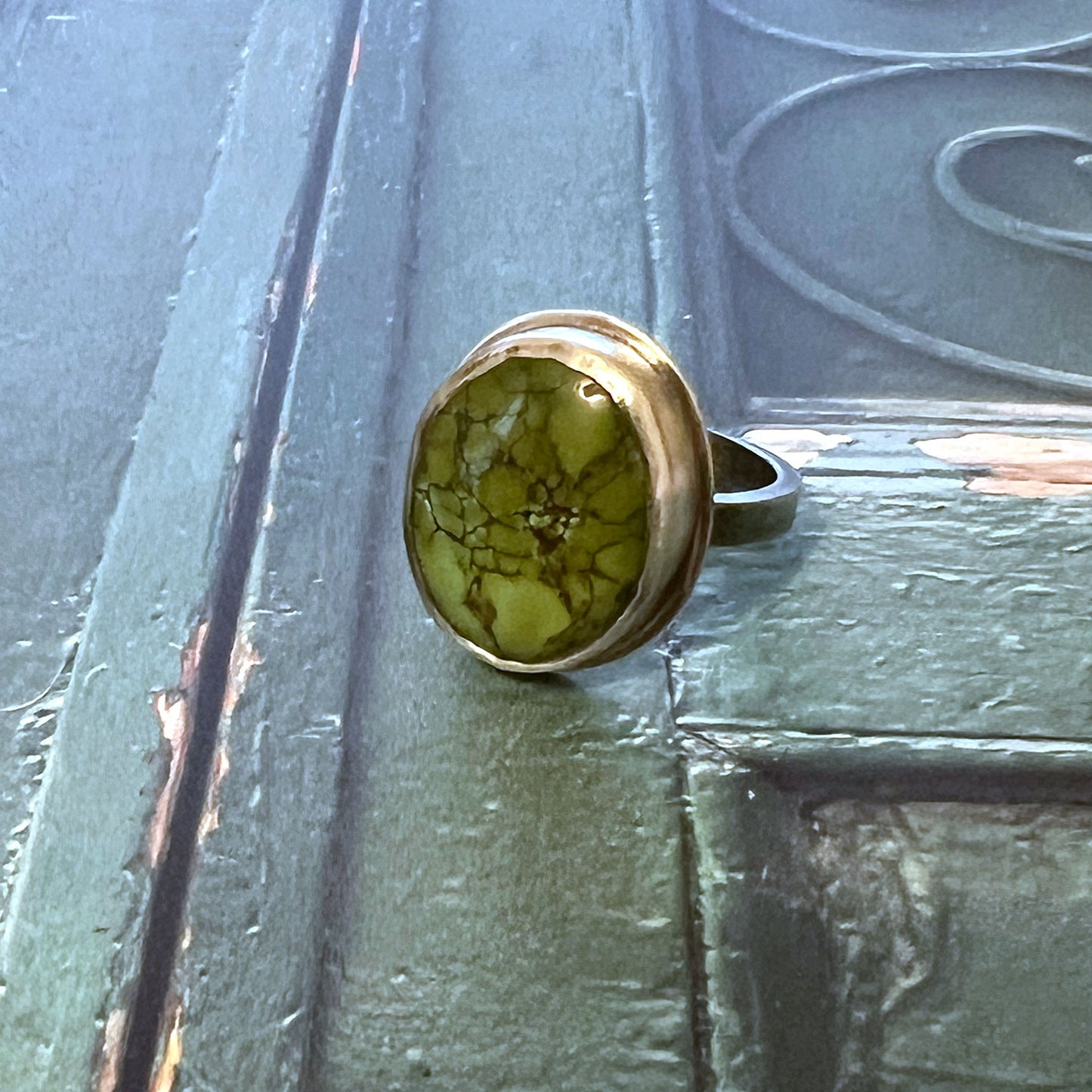 STERLING SILVER QINGU TURQUOISE RING - HEAVEN AND EARTH TALISMAN