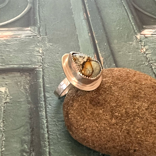 STERLING SILVER QINGU TURQUOISE RING - HEAVEN AND EARTH TALISMAN