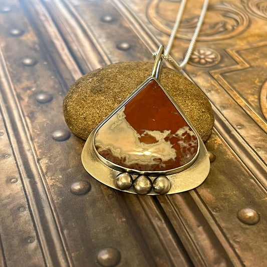 STERLING SILVER RED JASPER NECKLACE - MOTHER EARTH TALISMAN