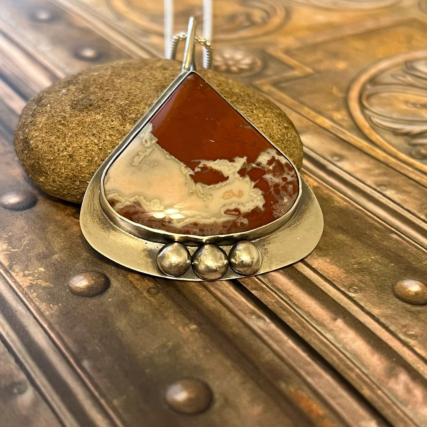 STERLING SILVER RED JASPER NECKLACE - MOTHER EARTH TALISMAN
