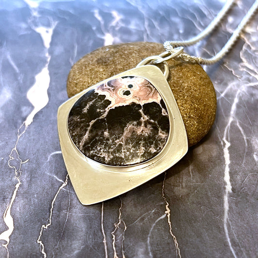 STERLING SILVER RHODOCROSITE NECKLACE - UNCONDITIONAL LOVE TALISMAN