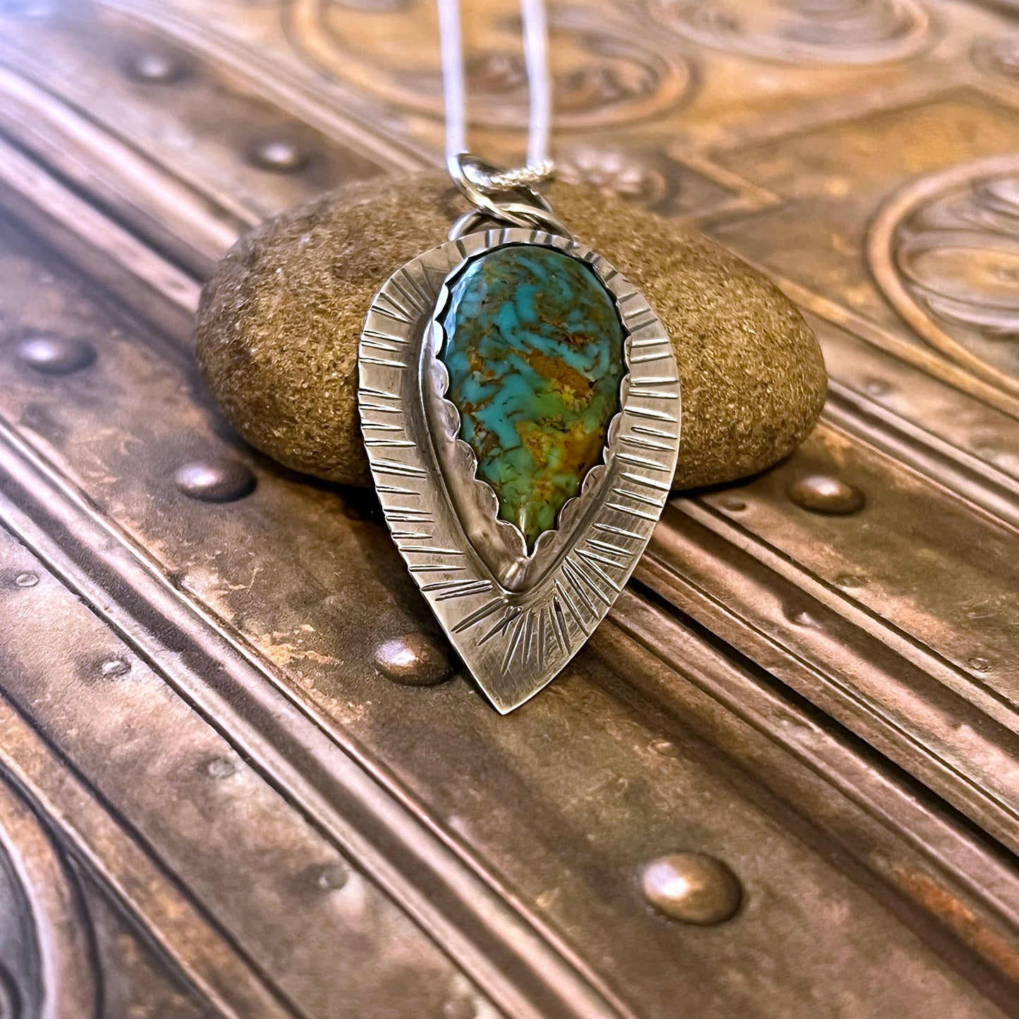 STERLING SILVER RISING PHOENIX TURQUOISE NECKLACE - HEAVEN AND EARTH TALISMAN