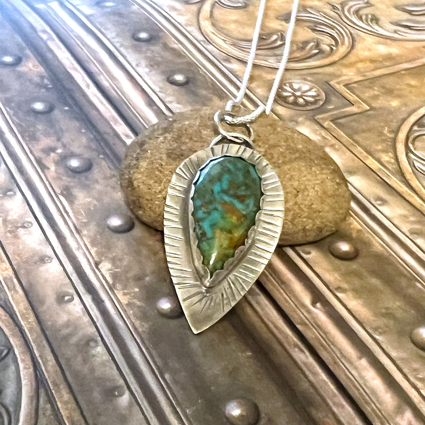 STERLING SILVER RISING PHOENIX TURQUOISE NECKLACE - HEAVEN AND EARTH TALISMAN