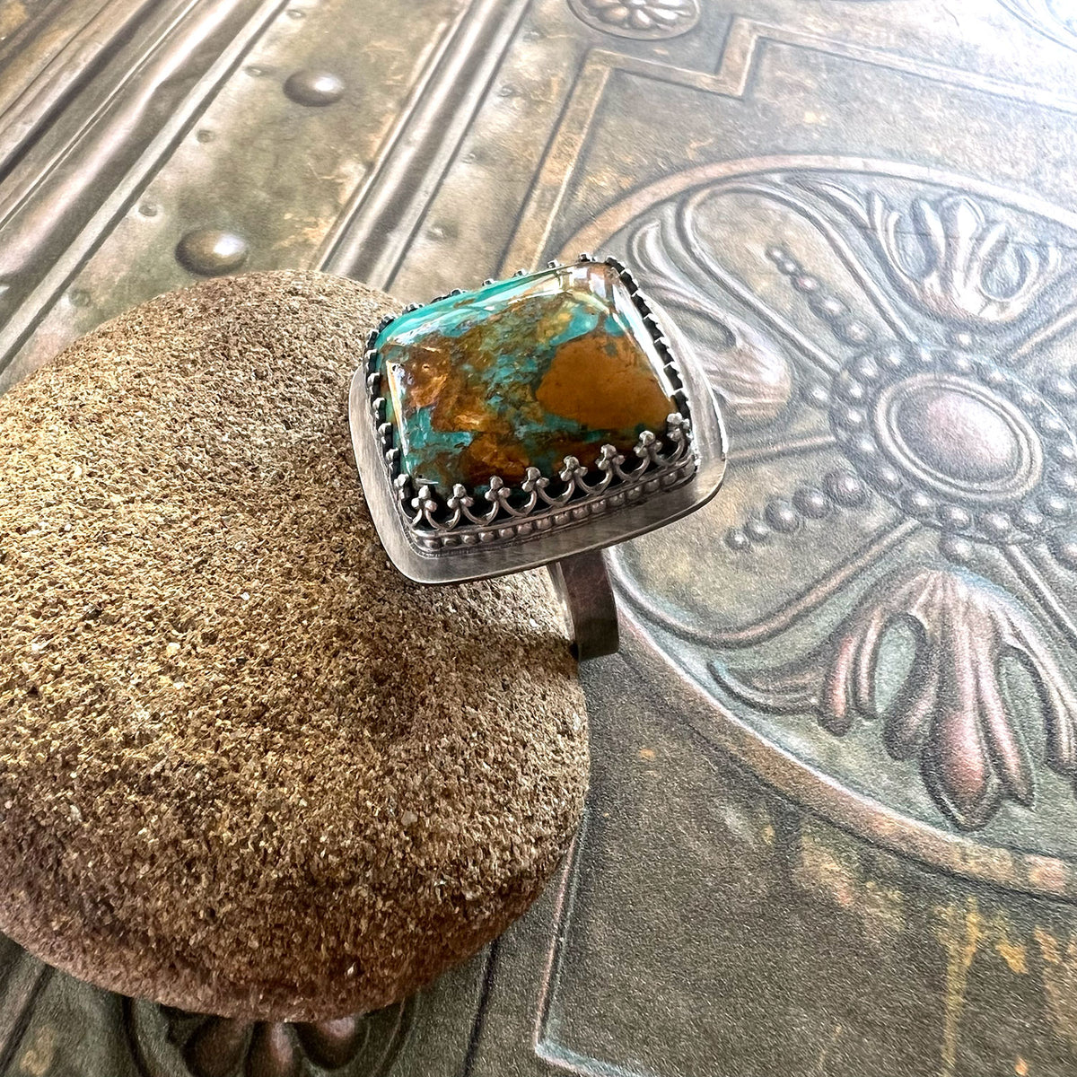 STERLING SILVER RISING PHOENIX TURQUOISE RING - HEAVEN AND EARTH TALISMAN