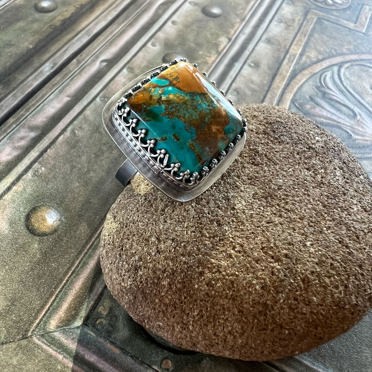 STERLING SILVER RISING PHOENIX TURQUOISE RING - HEAVEN AND EARTH TALISMAN