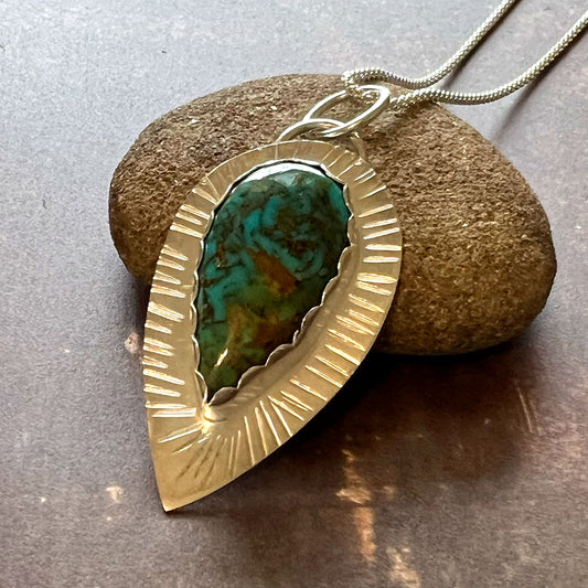 STERLING SILVER RISING PHOENIX TURQUOISE NECKLACE - HEAVEN AND EARTH TALISMAN