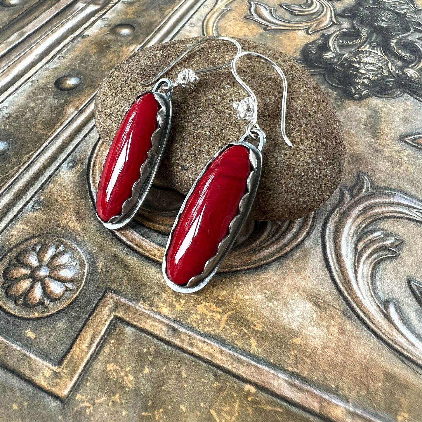 STERLING SILVER BEZEL SET EARRINGS