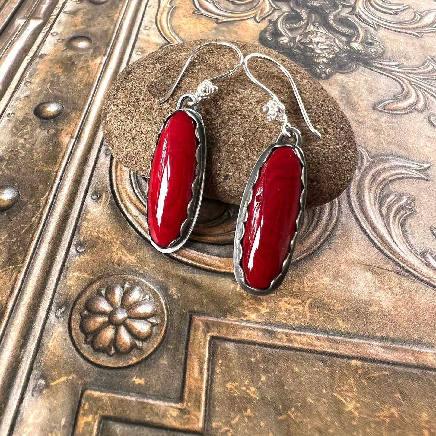 STERLING SILVER BEZEL SET EARRINGS