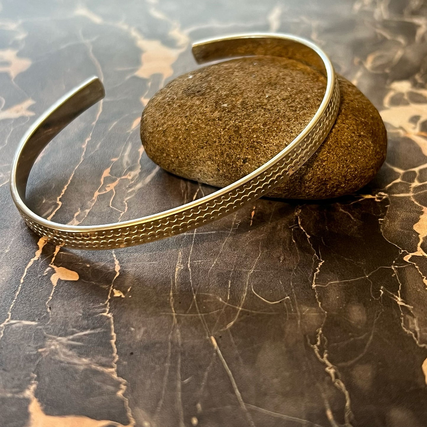 STERLING SILVER PATTERNED BRACELET - MIRROR OF THE SOUL TALISMAN