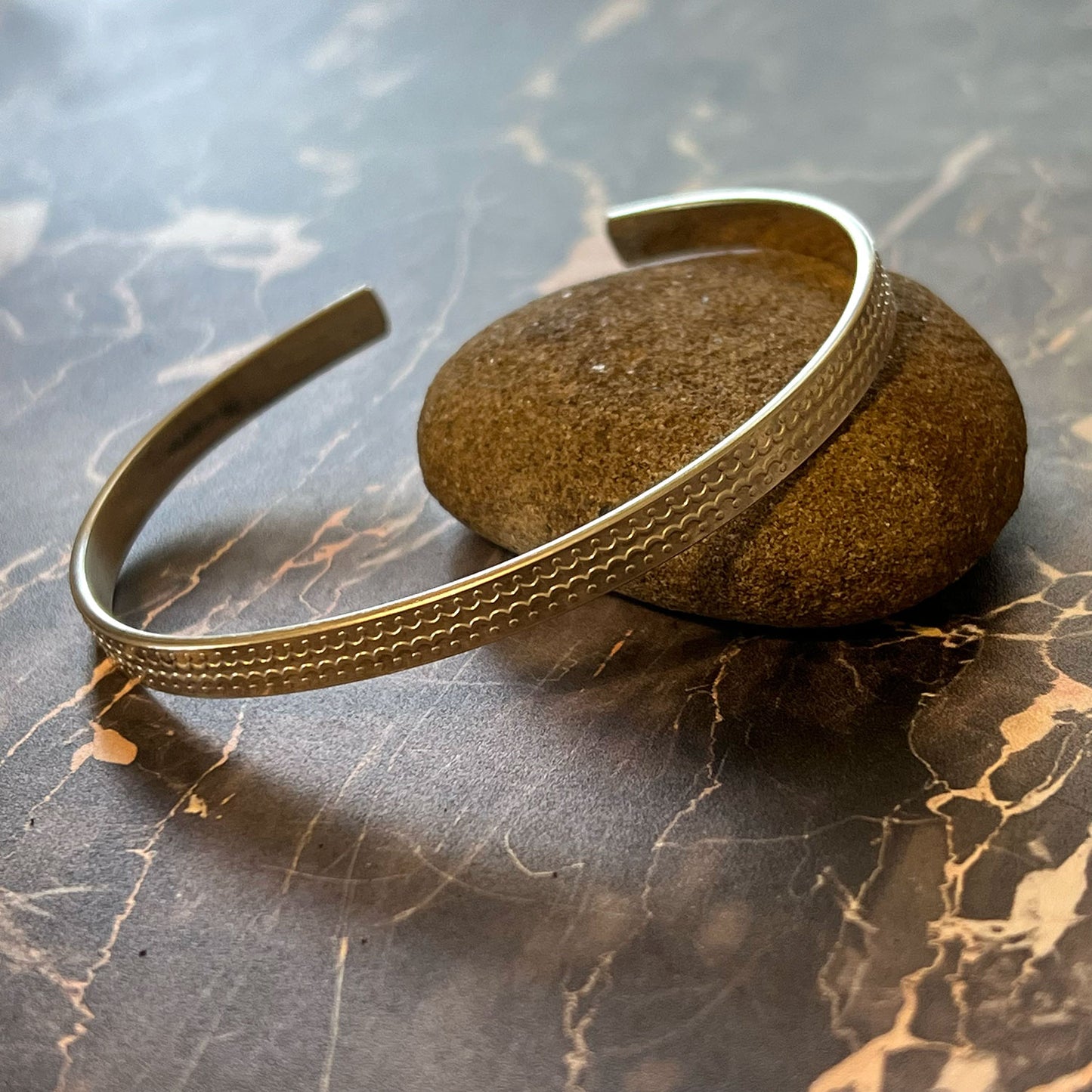 STERLING SILVER PATTERNED BRACELET - MIRROR OF THE SOUL TALISMAN