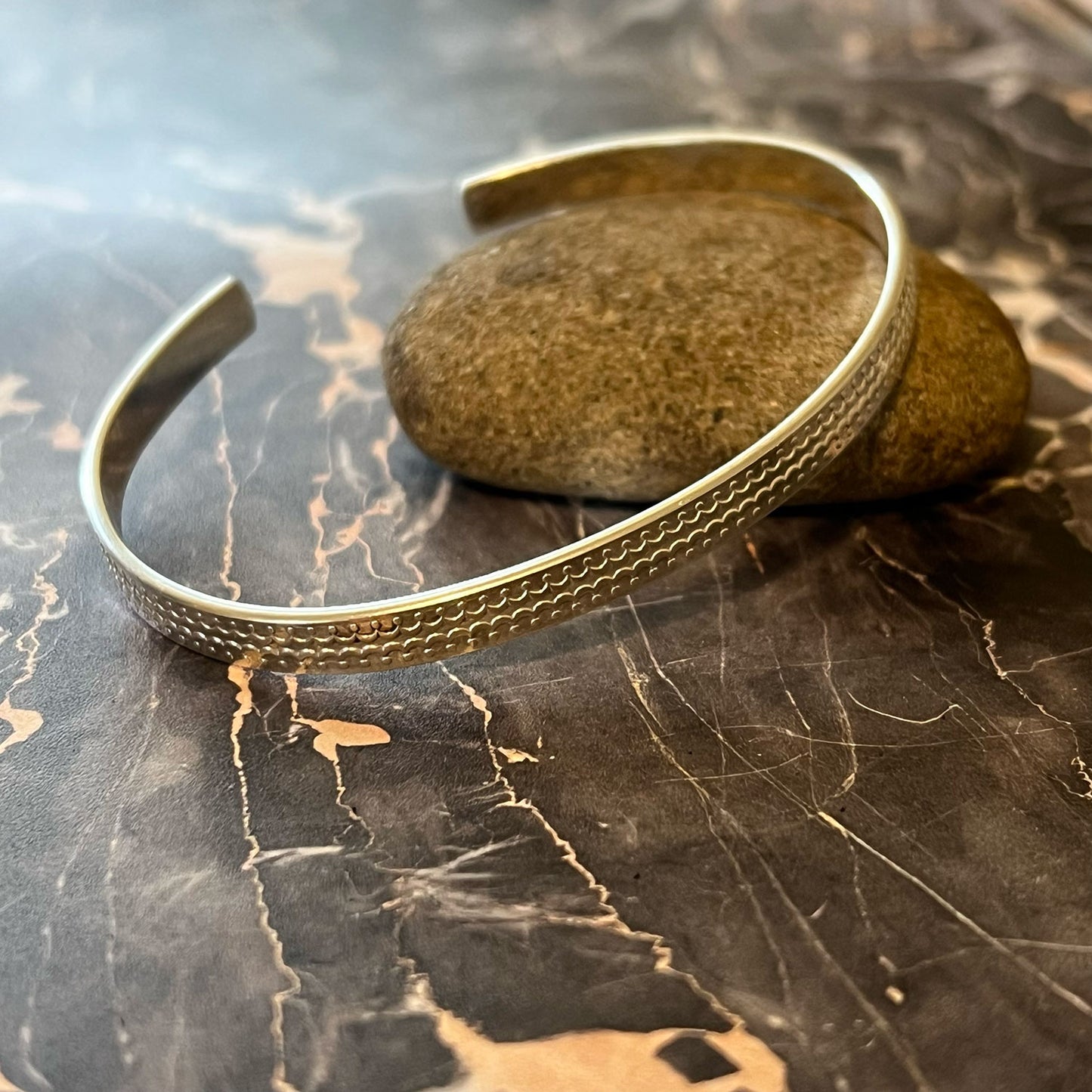 STERLING SILVER PATTERNED BRACELET - MIRROR OF THE SOUL TALISMAN