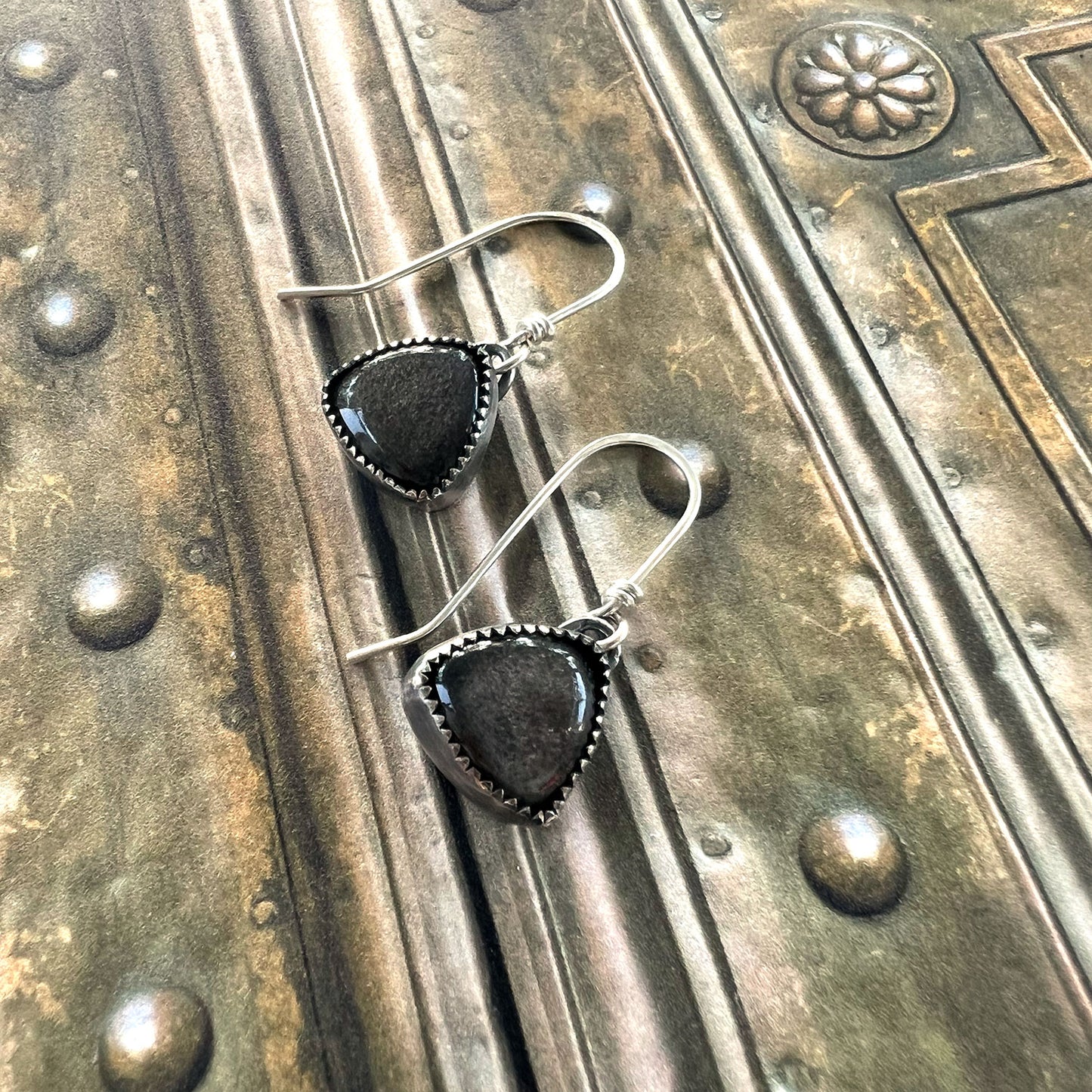 STERLING SILVER SHEEN OBSIDIAN EARRINGS - LIGHT INTO DARKNESS TALISMAN